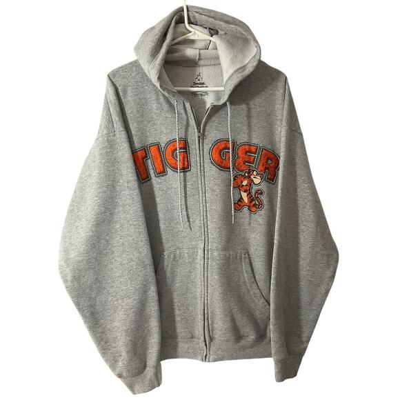 Disneyland Resort Full Zip Hoodie XL Gray Sweatshirt Unisex Adult Tigger Exc - Picture 8 of 8